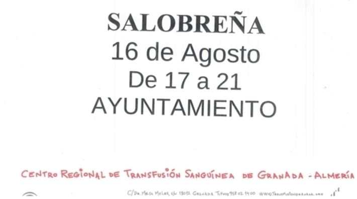 El Centro Regional de Transfusiones organiza  una jornada de donación de sangre este viernes en Salobreña